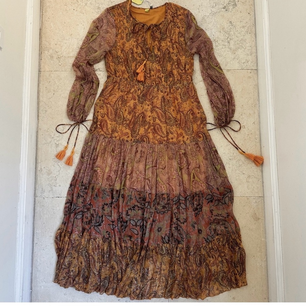 FARM Rio Multicolor Paisley Long Sleeve Dress